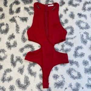 Red cutout bodysuit